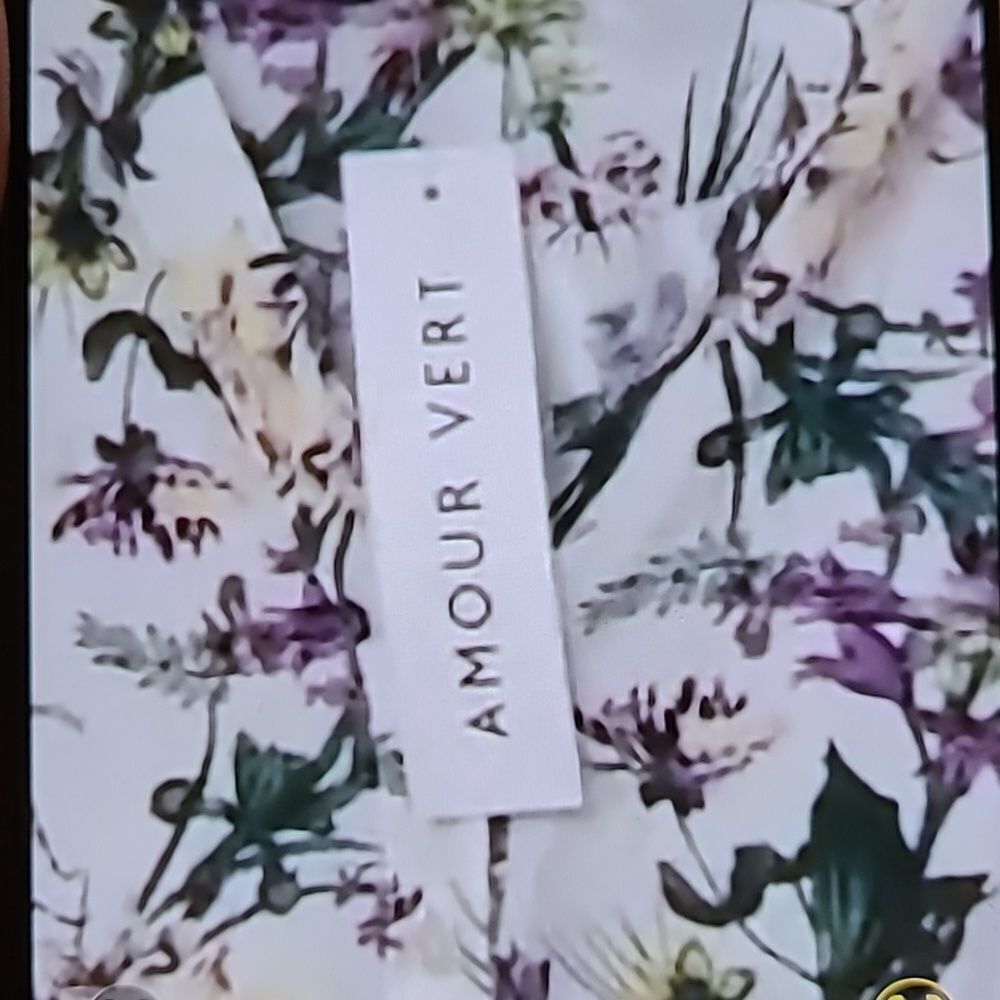 100% SILK NEW AMOUR VERT FLORAL  LONG SLEEVE LUXE BLOUSE TOP S SMALL NWT